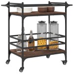 vidaXL Cărucior de bucătărie, stejar maro 82x40x78,5 cm lemn prelucrat vidaXL Cărucior de bucătărie, stejar maro 82x40x78,5 cm lemn prelucrat
