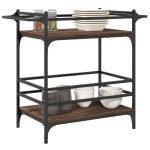vidaXL Cărucior de bucătărie, stejar maro 82x40x78,5 cm lemn prelucrat vidaXL Cărucior de bucătărie, stejar maro 82x40x78,5 cm lemn prelucrat