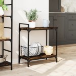 vidaXLCărucior de bucătărie stejar fumuriu60,5x31x72,5cm lemnprelucrat vidaXLCărucior de bucătărie stejar fumuriu60,5x31x72,5cm lemnprelucrat