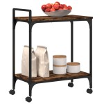 vidaXLCărucior de bucătărie stejar fumuriu60,5x31x72,5cm lemnprelucrat vidaXLCărucior de bucătărie stejar fumuriu60,5x31x72,5cm lemnprelucrat