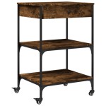 vidaXLCărucior de bucătărie stejar fumuriu 60x48x89,5cm lemn prelucrat vidaXLCărucior de bucătărie stejar fumuriu 60x48x89,5cm lemn prelucrat
