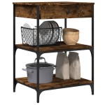 vidaXLCărucior de bucătărie stejar fumuriu 60x48x89,5cm lemn prelucrat vidaXLCărucior de bucătărie stejar fumuriu 60x48x89,5cm lemn prelucrat