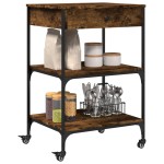 vidaXLCărucior de bucătărie stejar fumuriu 60x48x89,5cm lemn prelucrat vidaXLCărucior de bucătărie stejar fumuriu 60x48x89,5cm lemn prelucrat