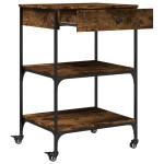 vidaXLCărucior de bucătărie stejar fumuriu 60x48x89,5cm lemn prelucrat vidaXLCărucior de bucătărie stejar fumuriu 60x48x89,5cm lemn prelucrat