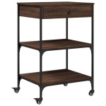 vidaXL Cărucior de bucătărie, stejar maro 60x48x89,5 cm lemn prelucrat vidaXL Cărucior de bucătărie, stejar maro 60x48x89,5 cm lemn prelucrat