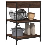 vidaXL Cărucior de bucătărie, stejar maro 60x48x89,5 cm lemn prelucrat vidaXL Cărucior de bucătărie, stejar maro 60x48x89,5 cm lemn prelucrat