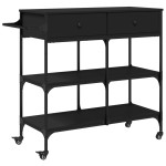 vidaXL Cărucior de bucătărie, negru, 105x42x95 cm, lemn prelucrat vidaXL Cărucior de bucătărie, negru, 105x42x95 cm, lemn prelucrat