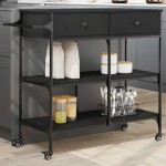 vidaXL Cărucior de bucătărie, negru, 105x42x95 cm, lemn prelucrat vidaXL Cărucior de bucătărie, negru, 105x42x95 cm, lemn prelucrat