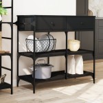 vidaXL Cărucior de bucătărie, negru, 105x42x95 cm, lemn prelucrat vidaXL Cărucior de bucătărie, negru, 105x42x95 cm, lemn prelucrat