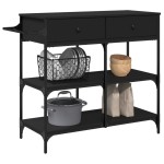 vidaXL Cărucior de bucătărie, negru, 105x42x95 cm, lemn prelucrat vidaXL Cărucior de bucătărie, negru, 105x42x95 cm, lemn prelucrat