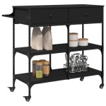 vidaXL Cărucior de bucătărie, negru, 105x42x95 cm, lemn prelucrat vidaXL Cărucior de bucătărie, negru, 105x42x95 cm, lemn prelucrat