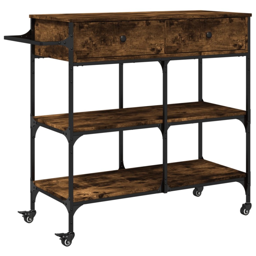 vidaXL Cărucior de bucătărie stejar fumuriu 105x42x95cm lemn prelucrat
