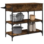 vidaXL Cărucior de bucătărie stejar fumuriu 105x42x95cm lemn prelucrat vidaXL Cărucior de bucătărie stejar fumuriu 105x42x95cm lemn prelucrat