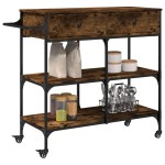 vidaXL Cărucior de bucătărie stejar fumuriu 105x42x95cm lemn prelucrat vidaXL Cărucior de bucătărie stejar fumuriu 105x42x95cm lemn prelucrat