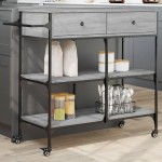 vidaXL Cărucior de bucătărie, gri sonoma, 105x42x95 cm, lemn prelucrat vidaXL Cărucior de bucătărie, gri sonoma, 105x42x95 cm, lemn prelucrat