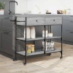vidaXL Cărucior de bucătărie, gri sonoma, 105x42x95 cm, lemn prelucrat vidaXL Cărucior de bucătărie, gri sonoma, 105x42x95 cm, lemn prelucrat