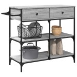 vidaXL Cărucior de bucătărie, gri sonoma, 105x42x95 cm, lemn prelucrat vidaXL Cărucior de bucătărie, gri sonoma, 105x42x95 cm, lemn prelucrat