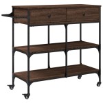 vidaXL Cărucior de bucătărie, stejar maro 105x42x95 cm lemn prelucrat vidaXL Cărucior de bucătărie, stejar maro 105x42x95 cm lemn prelucrat