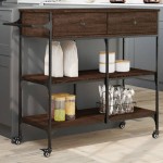 vidaXL Cărucior de bucătărie, stejar maro 105x42x95 cm lemn prelucrat vidaXL Cărucior de bucătărie, stejar maro 105x42x95 cm lemn prelucrat