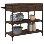vidaXL Cărucior de bucătărie, stejar maro 105x42x95 cm lemn prelucrat vidaXL Cărucior de bucătărie, stejar maro 105x42x95 cm lemn prelucrat