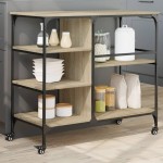 vidaXLCărucior de bucătărie stejar sonoma 100x45x89,5cm lemn prelucrat vidaXLCărucior de bucătărie stejar sonoma 100x45x89,5cm lemn prelucrat