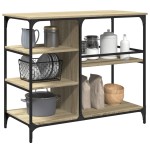vidaXLCărucior de bucătărie stejar sonoma 100x45x89,5cm lemn prelucrat vidaXLCărucior de bucătărie stejar sonoma 100x45x89,5cm lemn prelucrat