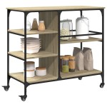 vidaXLCărucior de bucătărie stejar sonoma 100x45x89,5cm lemn prelucrat vidaXLCărucior de bucătărie stejar sonoma 100x45x89,5cm lemn prelucrat