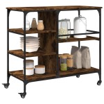 vidaXLCărucior de bucătărie stejar fumuriu100x45x89,5cm lemn prelucrat vidaXLCărucior de bucătărie stejar fumuriu100x45x89,5cm lemn prelucrat