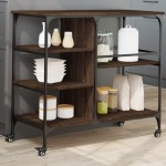 vidaXL Cărucior de bucătărie, stejar maro 100x45x89,5cm lemn prelucrat vidaXL Cărucior de bucătărie, stejar maro 100x45x89,5cm lemn prelucrat