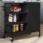 vidaXL Cărucior de bucătărie, negru, 87,5x38,5x84,5cm, lemn prelucrat vidaXL Cărucior de bucătărie, negru, 87,5x38,5x84,5cm, lemn prelucrat