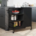 vidaXL Cărucior de bucătărie, negru, 87,5x38,5x84,5cm, lemn prelucrat vidaXL Cărucior de bucătărie, negru, 87,5x38,5x84,5cm, lemn prelucrat