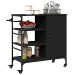 vidaXL Cărucior de bucătărie, negru, 87,5x38,5x84,5cm, lemn prelucrat vidaXL Cărucior de bucătărie, negru, 87,5x38,5x84,5cm, lemn prelucrat