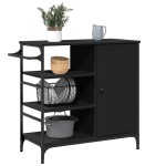 vidaXL Cărucior de bucătărie, negru, 87,5x38,5x84,5cm, lemn prelucrat vidaXL Cărucior de bucătărie, negru, 87,5x38,5x84,5cm, lemn prelucrat