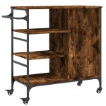 vidaXLCărucior de bucătărie stejar fumuriu 87,5x38,5x84,5cm lemn vidaXLCărucior de bucătărie stejar fumuriu 87,5x38,5x84,5cm lemn