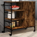 vidaXLCărucior de bucătărie stejar fumuriu 87,5x38,5x84,5cm lemn vidaXLCărucior de bucătărie stejar fumuriu 87,5x38,5x84,5cm lemn