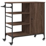 vidaXLCărucior de bucătărie stejar maro87,5x38,5x84,5cm lemn prelucrat vidaXLCărucior de bucătărie stejar maro87,5x38,5x84,5cm lemn prelucrat