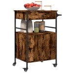 vidaXLCărucior de bucătărie stejar fumuriu 56x43x89,5cm lemn prelucrat vidaXLCărucior de bucătărie stejar fumuriu 56x43x89,5cm lemn prelucrat