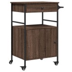vidaXL Cărucior de bucătărie, stejar maro 56x43x89,5 cm lemn prelucrat vidaXL Cărucior de bucătărie, stejar maro 56x43x89,5 cm lemn prelucrat