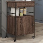 vidaXL Cărucior de bucătărie, stejar maro 56x43x89,5 cm lemn prelucrat vidaXL Cărucior de bucătărie, stejar maro 56x43x89,5 cm lemn prelucrat