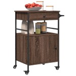 vidaXL Cărucior de bucătărie, stejar maro 56x43x89,5 cm lemn prelucrat vidaXL Cărucior de bucătărie, stejar maro 56x43x89,5 cm lemn prelucrat