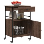 vidaXL Cărucior de bucătărie, stejar maro 56x43x89,5 cm lemn prelucrat vidaXL Cărucior de bucătărie, stejar maro 56x43x89,5 cm lemn prelucrat
