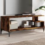 vidaXL Comodă TV, stejar fumuriu, 102x40x41 cm, lemn și oțel vidaXL Comodă TV, stejar fumuriu, 102x40x41 cm, lemn și oțel