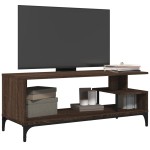 vidaXL Comodă TV, stejar maro, 102x40x41 cm, lemn prelucrat și oțel
