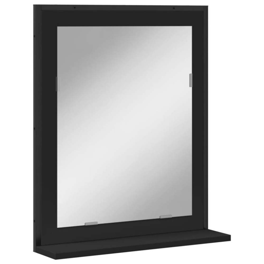vidaXL Oglindă baie cu raft negru 50x12x60 cm lemn prelucrat