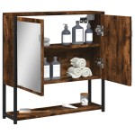 vidaXL Dulap baie cu oglindă stejar fumuriu 60x16x60 cm lemn compozit vidaXL Dulap baie cu oglindă stejar fumuriu 60x16x60 cm lemn compozit