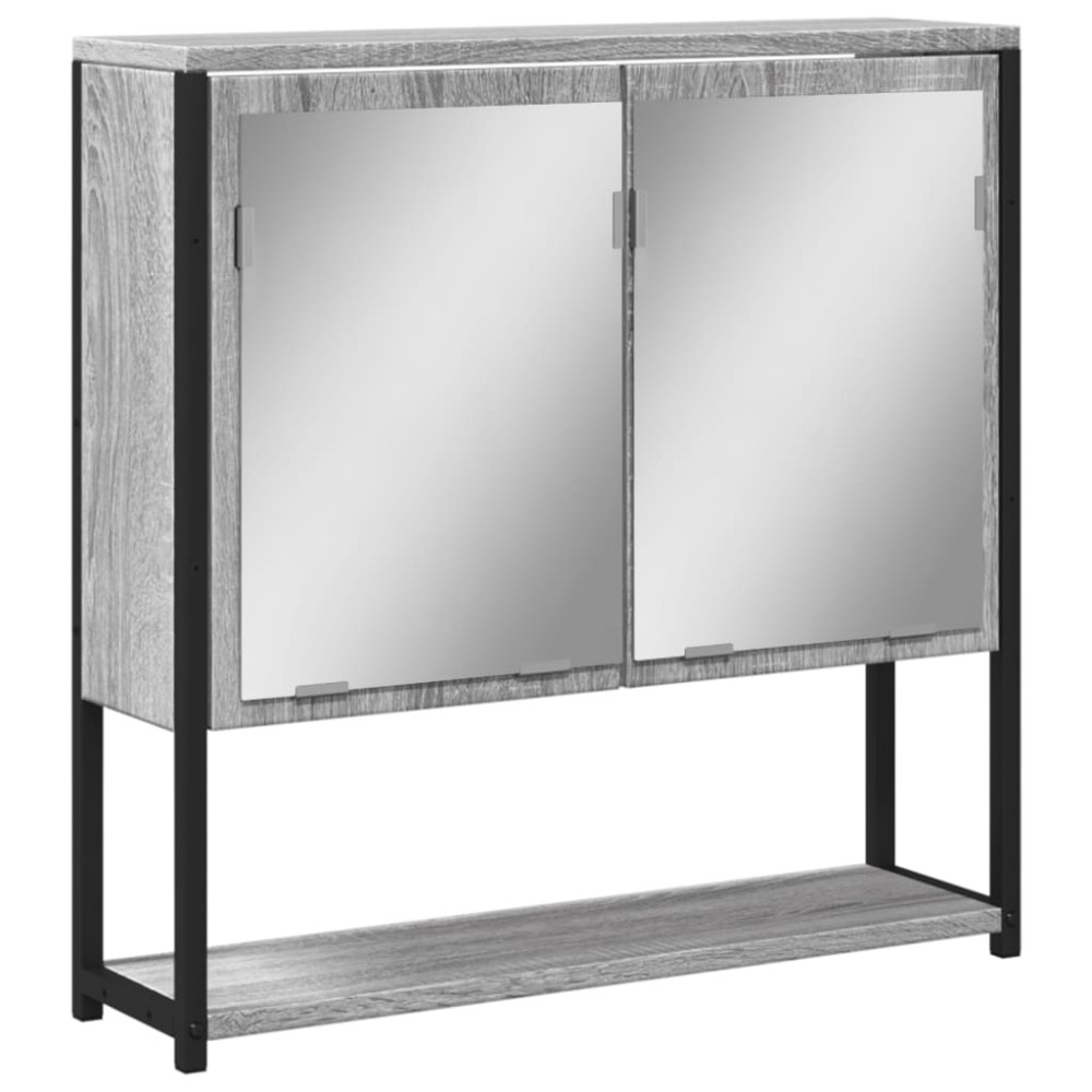 vidaXL Dulap de baie cu oglindă gri sonoma 60x16x60 cm lemn compozit