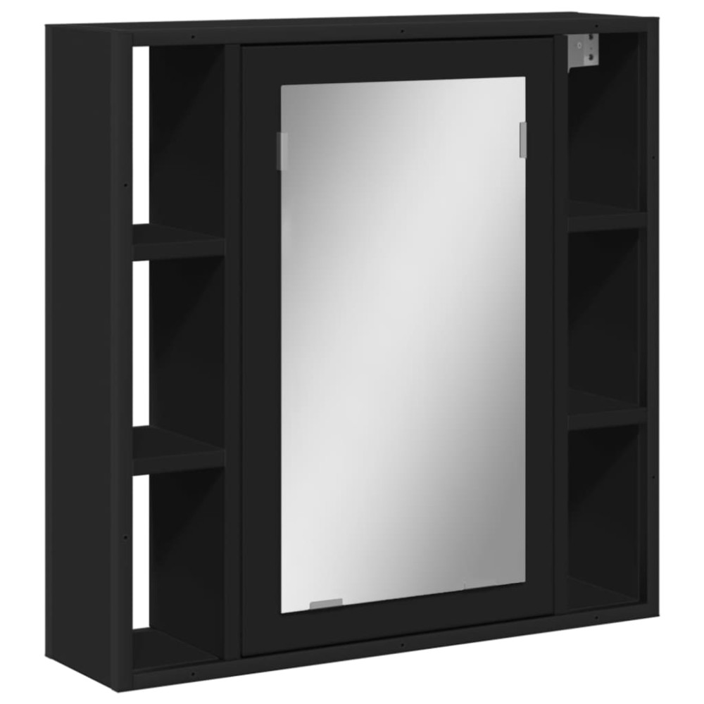 vidaXL Dulap baie cu oglindă negru 60x16x60 cm lemn compozit