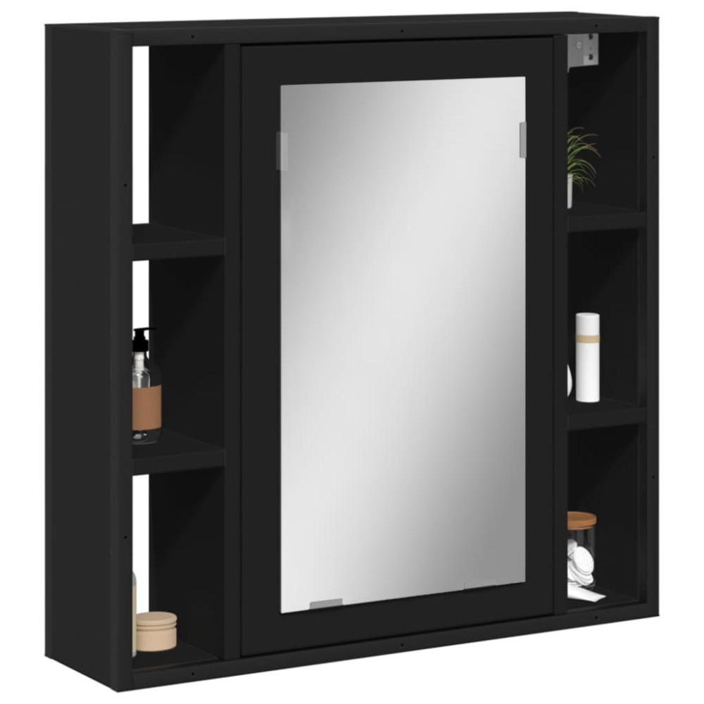 vidaXL Dulap baie cu oglindă negru 60x16x60 cm lemn compozit