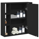 vidaXL Dulap baie cu oglindă negru 60x16x60 cm lemn compozit vidaXL Dulap baie cu oglindă negru 60x16x60 cm lemn compozit