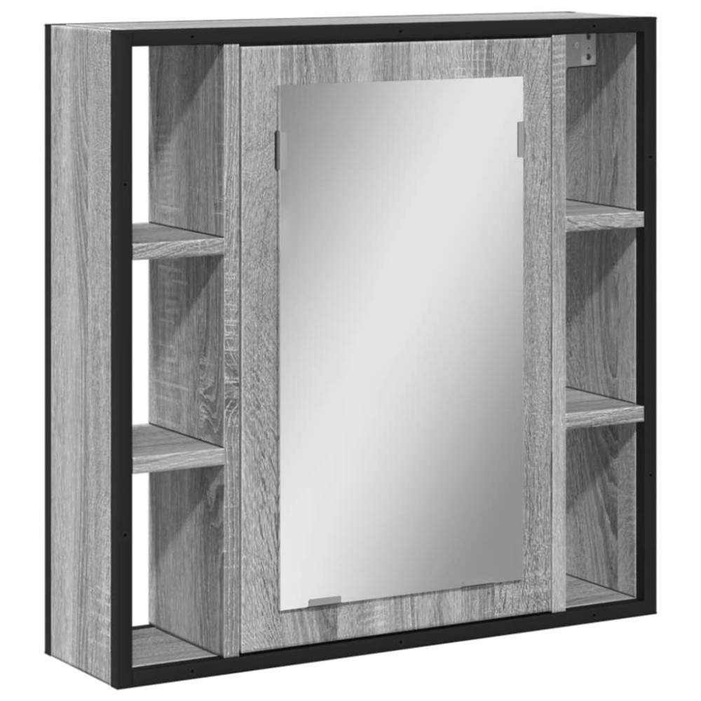 vidaXL Dulap de baie cu oglindă gri sonoma 60x16x60 cm lemn compozit